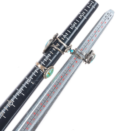 sz4-11 Navajo/Zuni/Southwestern sterling silver turquoise/shell/coral rings lot