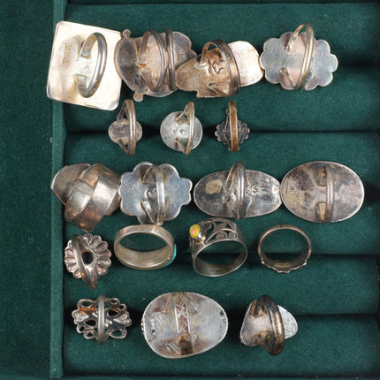 sz4-11 Navajo/Zuni/Southwest sterling silver turquoise Bumblebee jasper ring lot