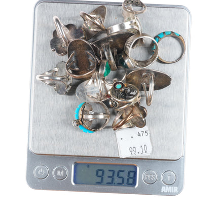 sz3-8 Navajo/Zuni/Southwestern sterling silver turquoise/shell/coral rings lot