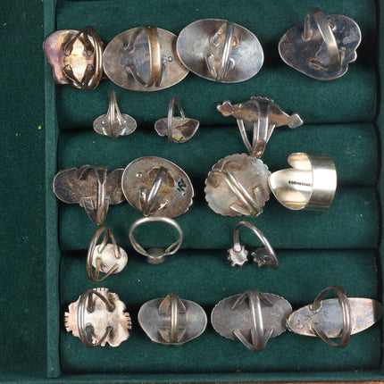 sz4-10 Navajo/Zuni/Southwestern sterling silver turquoise/shell/coral rings lot