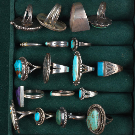 sz4-12 Navajo/Zuni/Southwestern sterling silver turquoise/sugilite rings lot