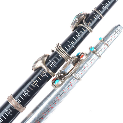 sz4-13 Navajo/Zuni/Southwestern sterling silver turquoise/onyx/coral rings lot