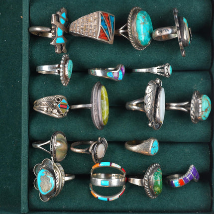 sz4-12 Navajo/Zuni/Southwestern sterling silver sugilite/turquoise rings lot