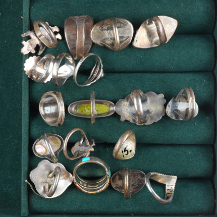 sz4-12 Navajo/Zuni/Southwestern sterling silver sugilite/turquoise rings lot