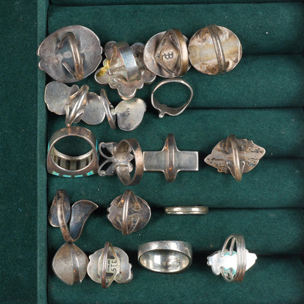 sz4-10 Navajo/Zuni/Southwestern sterling silver turquoise/coral/inlay rings lot