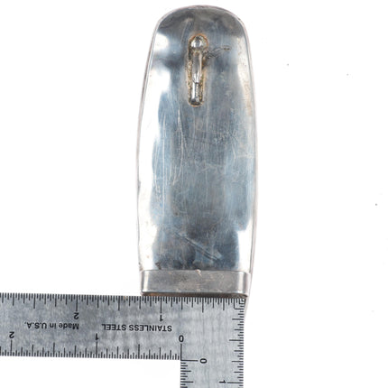 Vintage  Navajo Overlay geometric belt buckle sterling silver