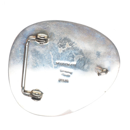 Sylvia Nuguematz Navajo for Chimney Butte Sterling silver  turquoise belt buckle