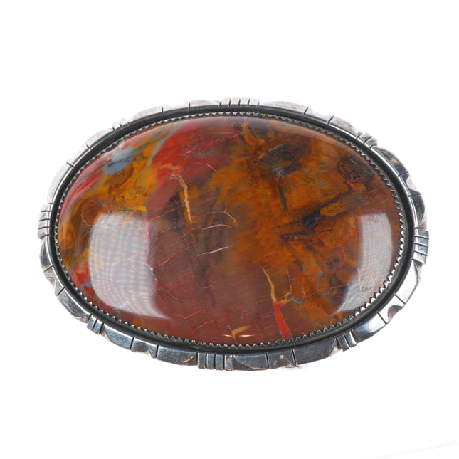 Fritson Toledo Navajo Petrified Wood Agate/jasper sterling silver belt buckle