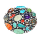 Bea Tom Navajo sterling silver, turquoise, coral, amethyst stone belt buckle
