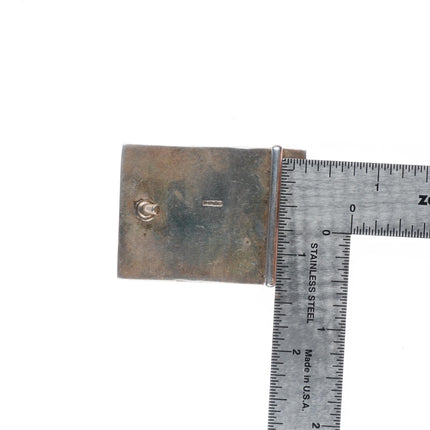 Vintage Navajo Sterling silver spiderweb turquoise channel inlay belt buckle