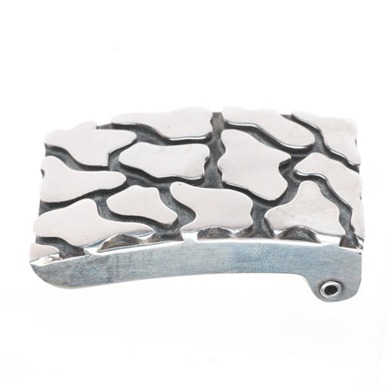 Vintage Taxco Mexican modernist sterling silver skin/hide style belt buckle