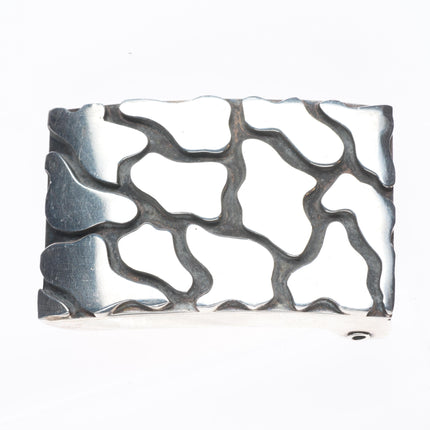 Vintage Taxco Mexican modernist sterling silver skin/hide style belt buckle
