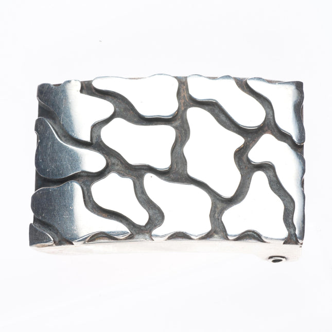 Vintage Taxco Mexican modernist sterling silver skin/hide style belt buckle