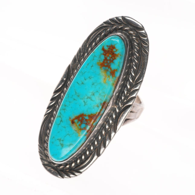 sz7.5 M Begay Navajo vintage sterling silver ling red matrix turquoise ring