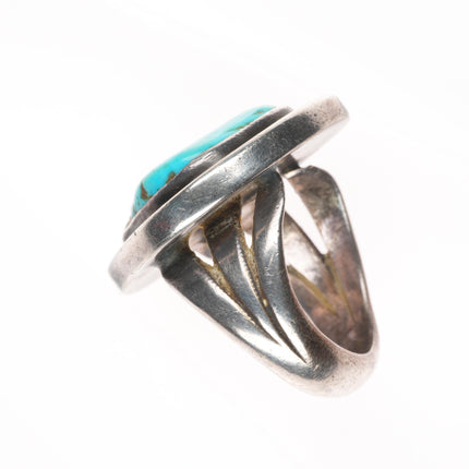 sz10.5 50's-60's Vintage Navajo modernist sterling silver turquoise ring