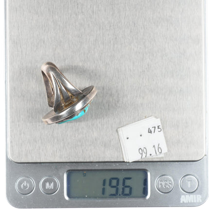 sz10.5 50's-60's Vintage Navajo modernist sterling silver turquoise ring