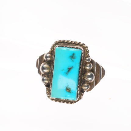 sz9 vintage Justin Morrin Navajo sterling silver Kingman turquoise ring