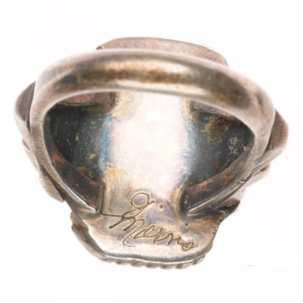 sz9 vintage Justin Morrin Navajo sterling silver Kingman turquoise ring