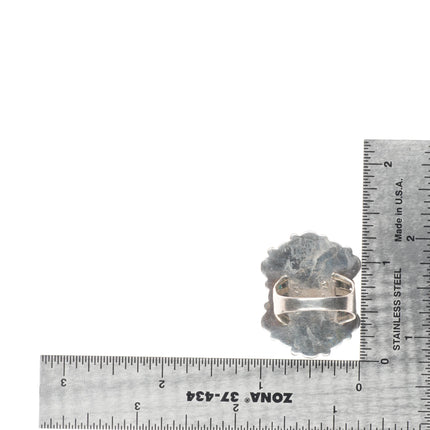 sz9.5 c1940's Ondelacy Zuni Lone Mountain turquoise cluster sterling silver ring