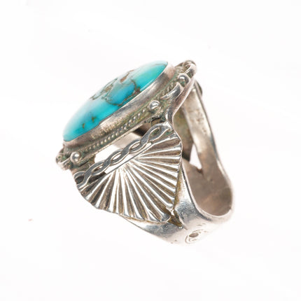 sz10 30's-40's Navajo sterling silver high grade turquoise men's ring