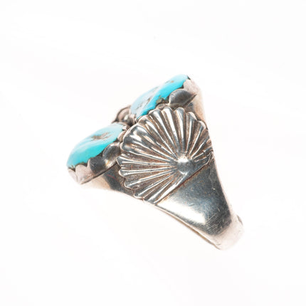 sz9.5 Big Vintage Simplicio Zuni sterling silver double turquoise ring