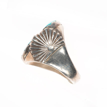 sz9.5 Big Vintage Simplicio Zuni sterling silver double turquoise ring
