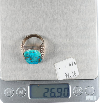 sz9.5 Big Vintage Simplicio Zuni sterling silver Big stone turquoise ring