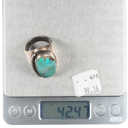 sz11 Huge Vintage red spiderweb turquoise Navajo sterling silver ring