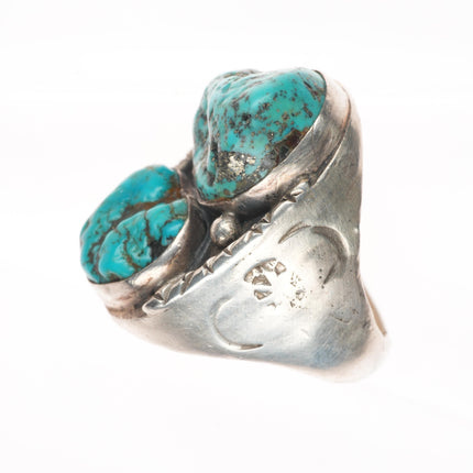 sz11.5 Big Navajo Vintage pyrite turquoise sterling silver men's ring