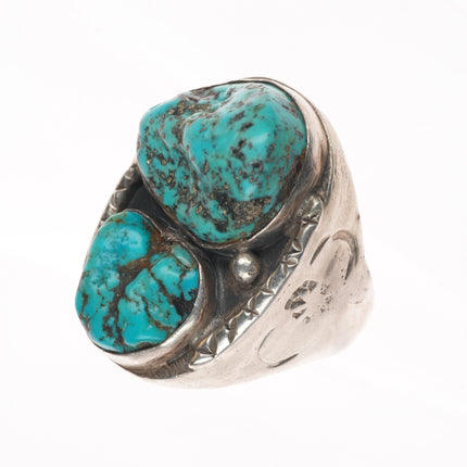 sz11.5 Big Navajo Vintage pyrite turquoise sterling silver men's ring