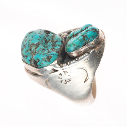 sz11.5 Big Navajo Vintage pyrite turquoise sterling silver men's ring