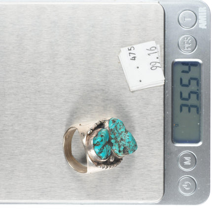 sz11.5 Big Navajo Vintage pyrite turquoise sterling silver men's ring