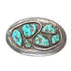 Vintage GG Zuni sterling silver turquoise cluster snake belt buckle 60's-70's