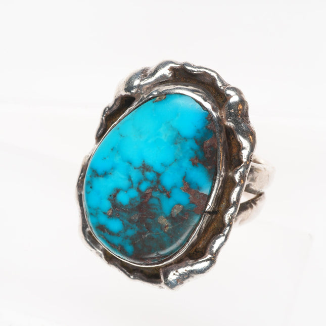 sz11 Jack Bryant Texas brutalist/modernist sterling silver Bisbee turquoise ring