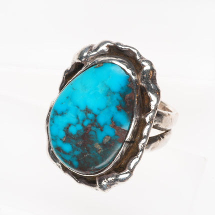 sz11 Jack Bryant Texas brutalist/modernist sterling silver Bisbee turquoise ring
