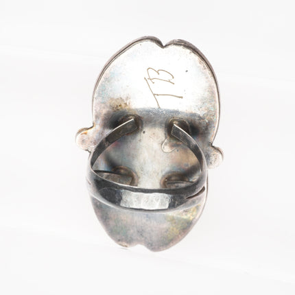 sz7.5 TB Vintage Navajo sterling silver spiderweb turquoise ring