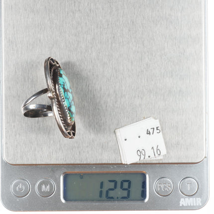 sz7.5 TB Vintage Navajo sterling silver spiderweb turquoise ring