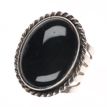 sz10 vintage Navajo sterling silver onyx men's ring