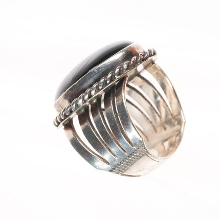 sz10 vintage Navajo sterling silver onyx men's ring