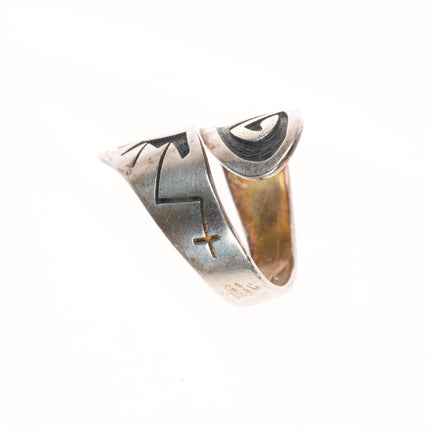 sz9 Hopi Merle Namoki Overlay vintage adjustable ring sterling silver