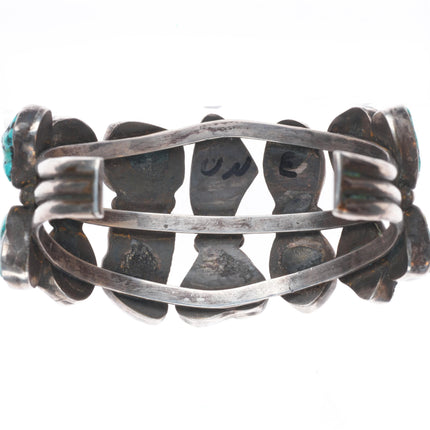 6.25" Vintage NS Zuni sterling silver carved spiderweb turquoise cuff bracelet