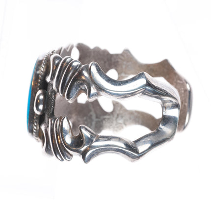 6.3" Aaron Chischiligi Navajo tufa cast sterling silver turquoise cuff bracelet