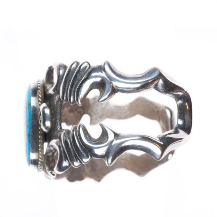 6.3" Aaron Chischiligi Navajo tufa cast sterling silver turquoise cuff bracelet