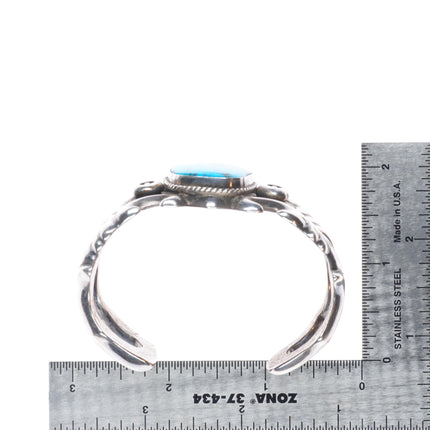 6.3" Aaron Chischiligi Navajo tufa cast sterling silver turquoise cuff bracelet