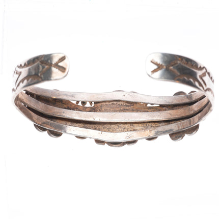 6.5" 30's-40's Navajo sterling silver 3 stone turquoise cuff bracelet