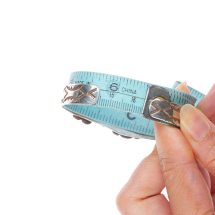 6.5" 30's-40's Navajo sterling silver 3 stone turquoise cuff bracelet