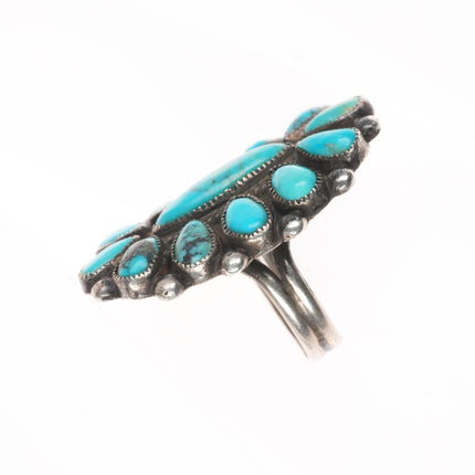 sz7 Vintage J.M Begay Navajo sterling silver turquoise cluster ring