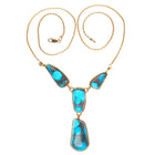 Sam Patania modernist 18k gold, high grade Bisbee turquoise necklace