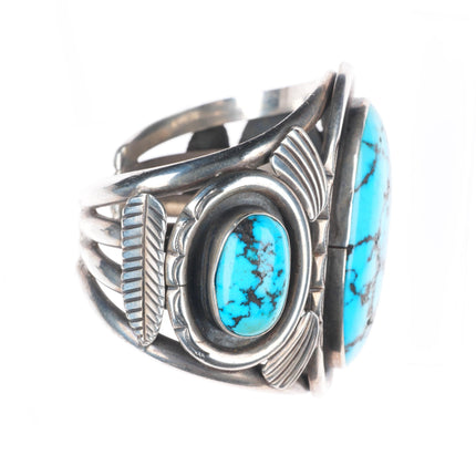 6.5" Phil Tso Navajo sterling silver high grade turquoise huge cuff bracelet