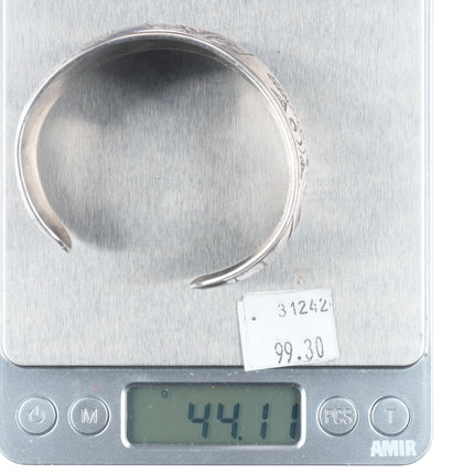 7" Rick Booth Tlingit sterling silver hand carved eagle cuff bracelet